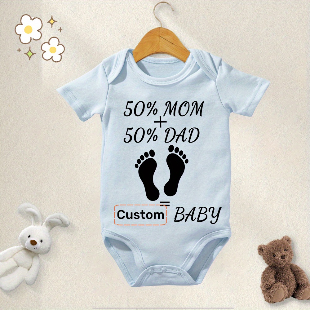 

Personalized Sweet Slogan Print Short Sleeve Onesie Romper For Baby Boys Infants Newborn 0-12 Months
