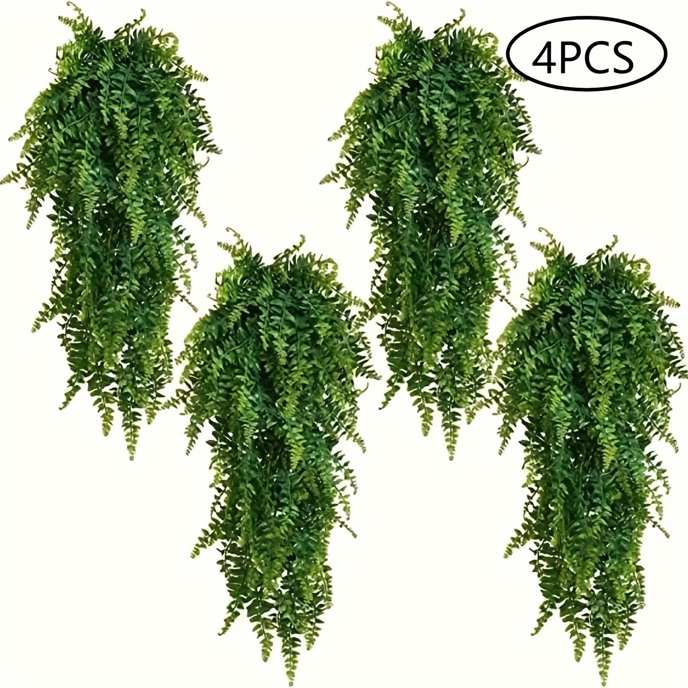 

4pcs, Faux Hanging Plant, Fake Plants Fake Fern Wall Artificial, Ivy Faux Greenery Plants For Patio Porch Indoor Outdoor Uv Resistant Plastic Plants Decor