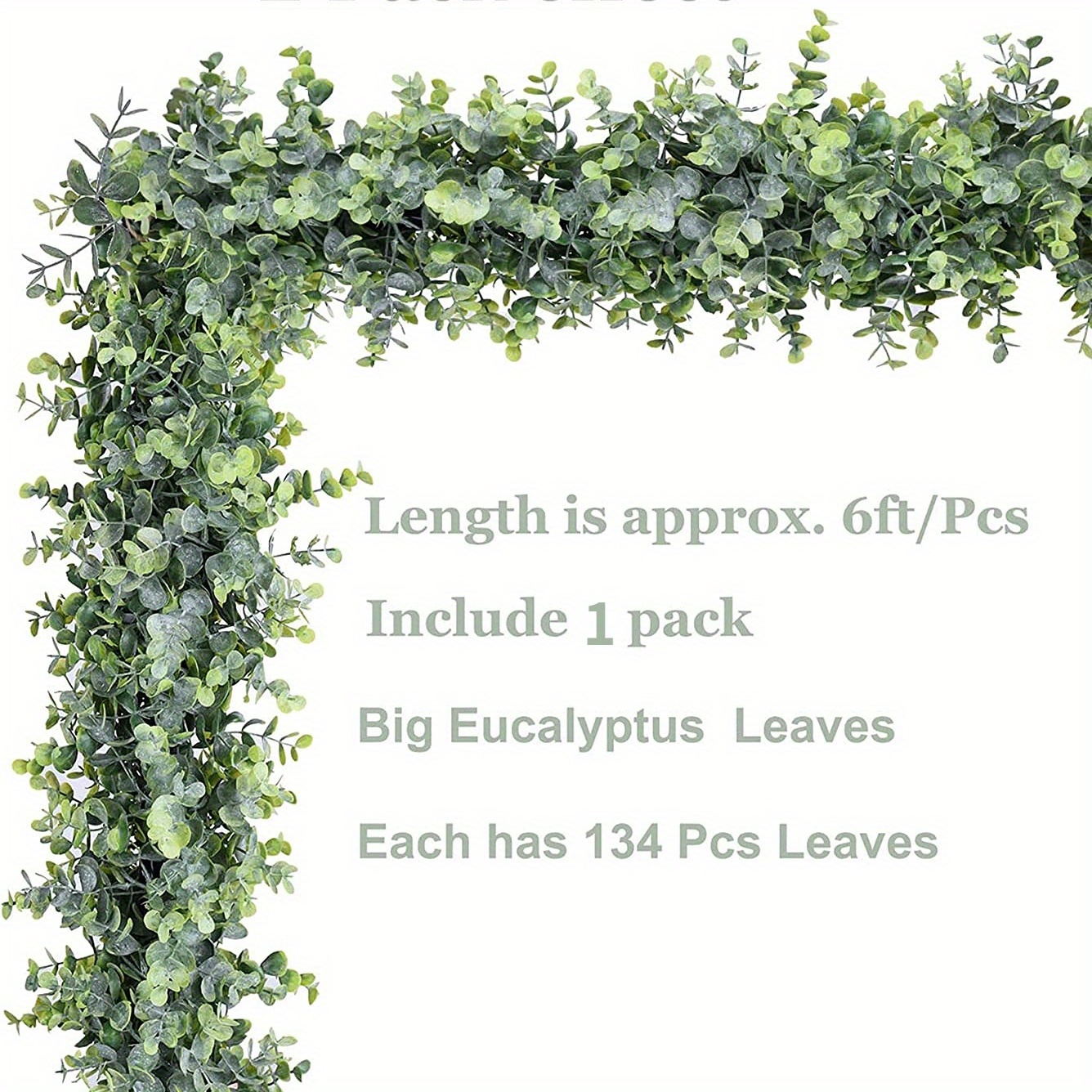 

1pc, Eucalyptus Garland Plant Artificial Vines Hanging Eucalyptus Leaves Greenery Garland For Wedding Backdrop Arch Wall Decor, 6 Feet Uv Protected Indoor Outdoor