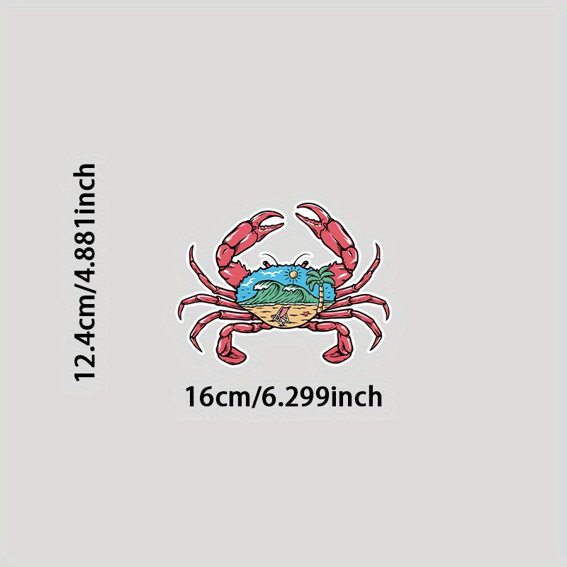 TEMU Crab Beach Surf Vinyl Decal Sticker For Car Motorcycle Laptop