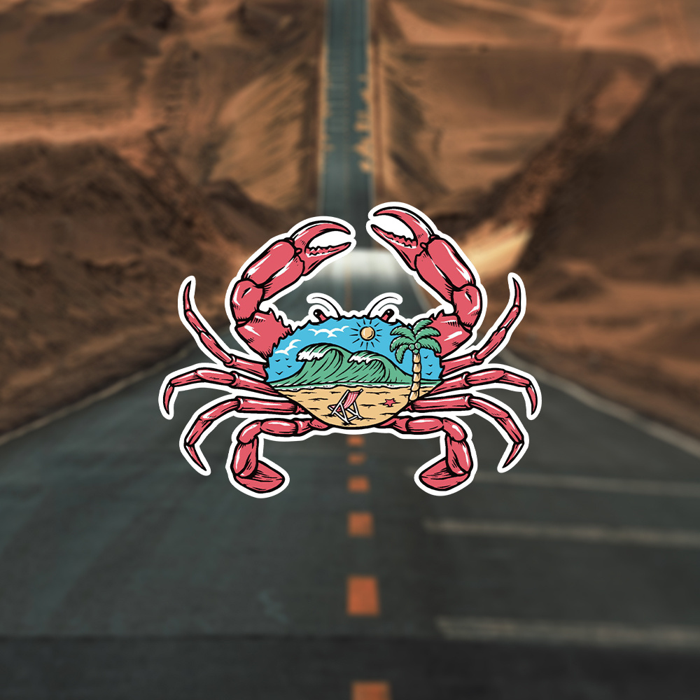 

Crab Beach Surf Vinyl Decal Sticker For Car Motorcycle Laptop