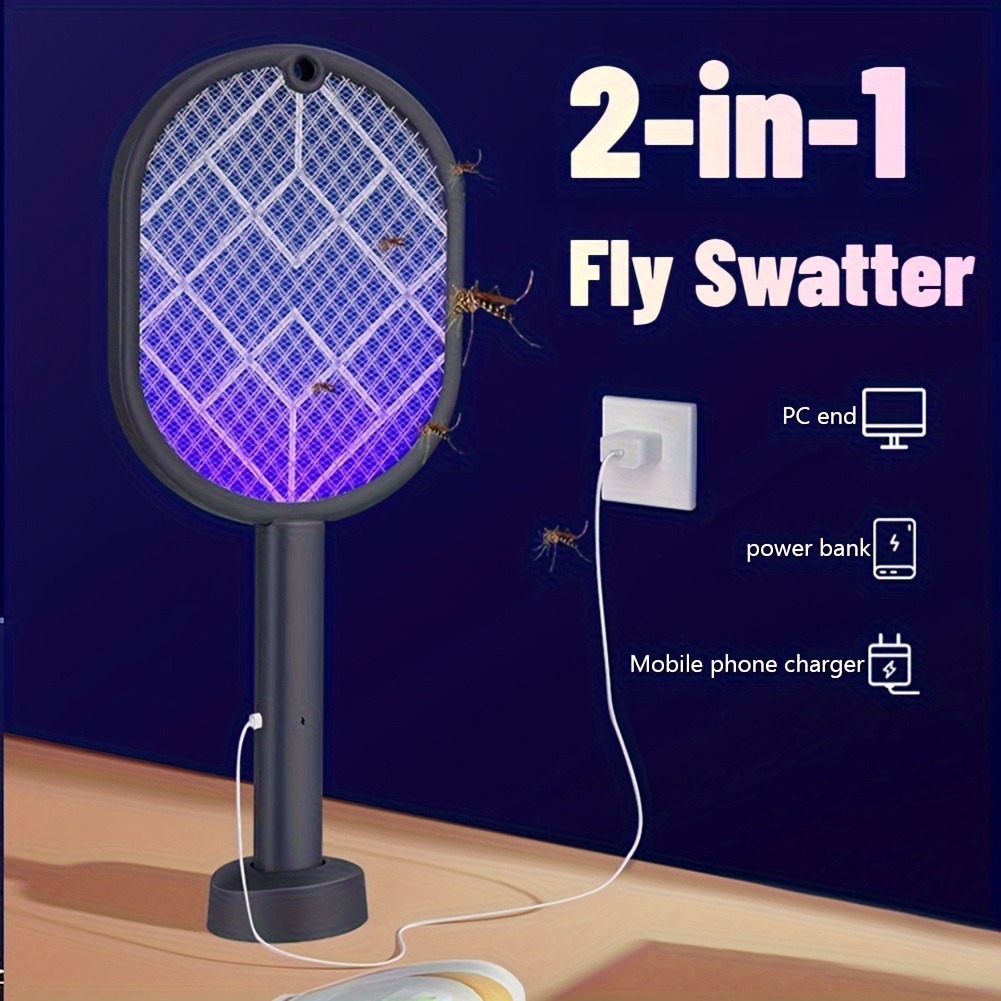 

1pc, Electric Insect Racket Usb Rechargeable Summer Mosquito Slap Kill Fly Insect Exterminator Killer Trap, Pest Supplies
