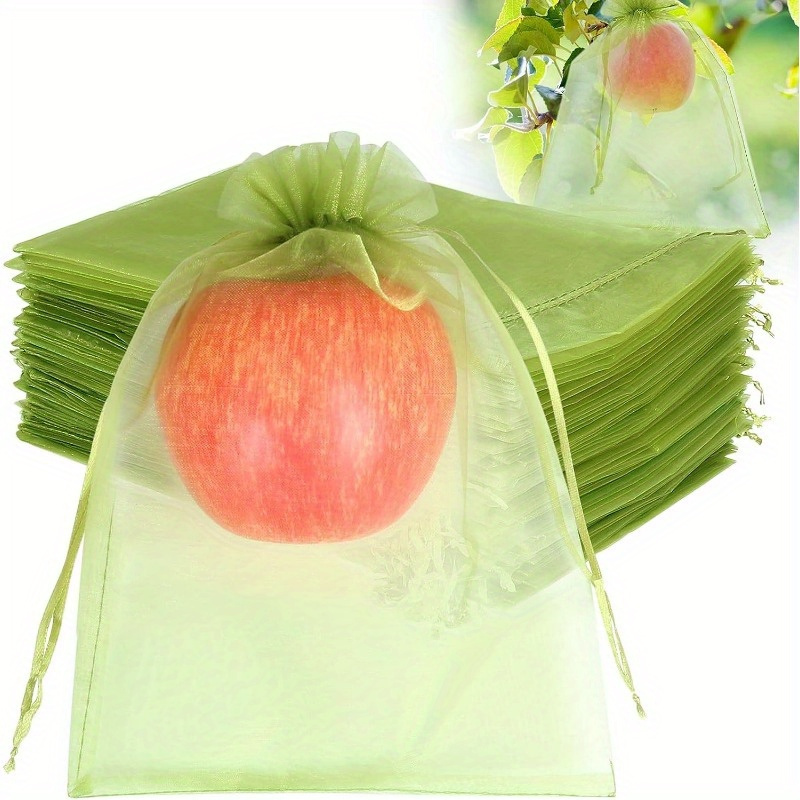 

Value Pack 50pcs Green Mesh Sleeve Bag, Drawstring Mesh Fruit Protector, Pest Barrier For Grape, Mango, Fruit Tree And Vegetable Garden