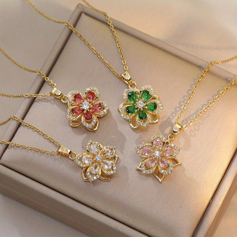 

Fashionable And Trendy Necklace, Rotatable Flower Pendant, Surprise Gift For Your Loved One, Family And Friends