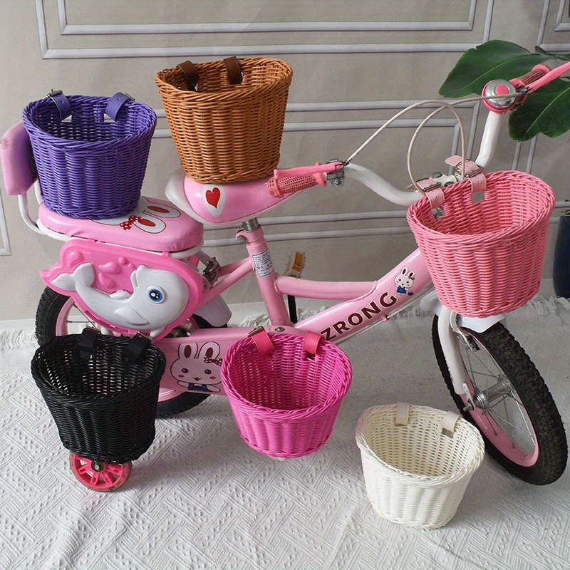

1pc Bicycle Basket, Hand Knitting Bike Basket, Plastic Rattan Bicycle Basket, Bike Accessories, Bicycle Front Basket