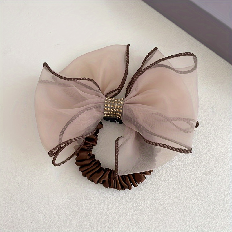 2pcs elegant vintage mesh bow hair ties women s soft - Temu 