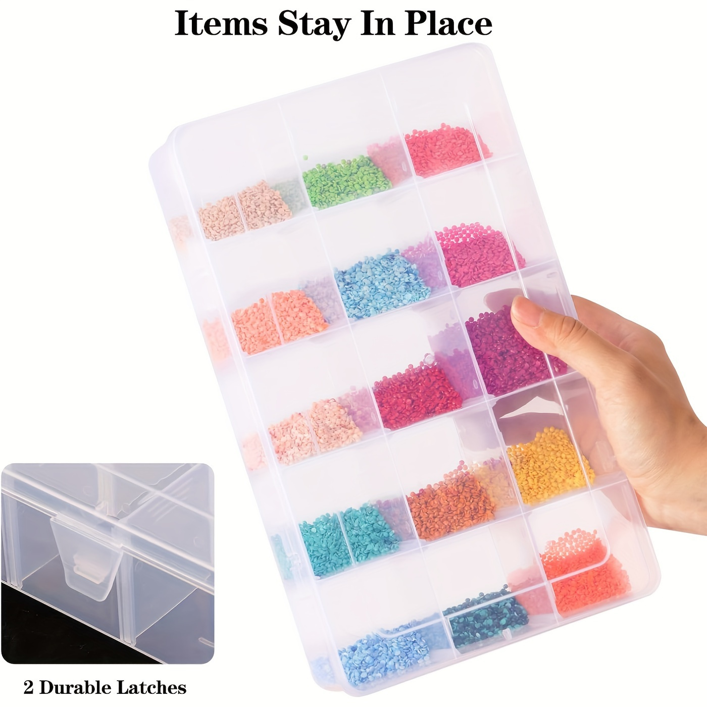 1pc 15 Grids Large Plastic Storage Organizer Box With Adjustable Dividers,  Clear Jewelry Craft Container For Tape, Beads, Sticker