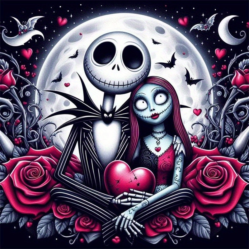 

5d Licensed Diamond Art Painting Kit Zombie Bride Under The Moon Synthesis Rose Red Funny Creation Experience Perfect Gift Room Home Decor 40x40cm/15.75x15.75in
