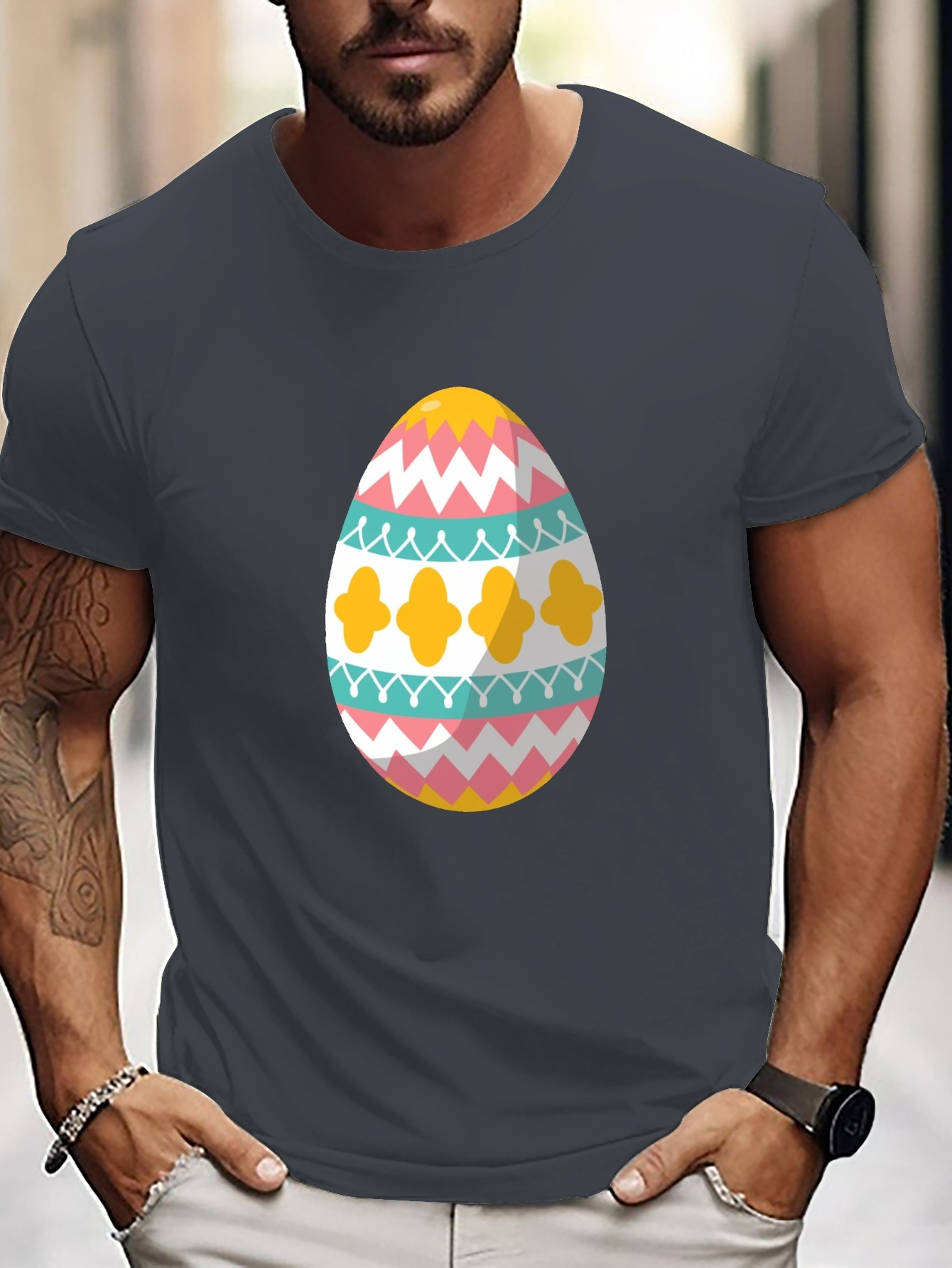 Easter Eggs Print Men's Casual Sports T shirt Short Sleeve Temu Australia