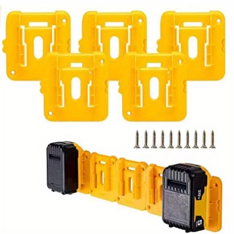 

5pcs Plastic Battery Holder Mount, Dock Storage For 18v/20v Dcb200-dcb204, Durable Abs Mould Injection, Easy-to-install Wall Mount, Tool Organization Accessory