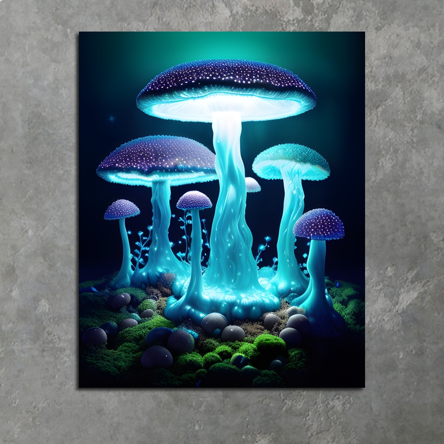 

1pc Mushroom Light Poster Canvas For Home Decoration, Living Room Bedroom Bathroom Kitchen Cafe Office Decoration, Perfect Gift, Wallpaper, Wall Art