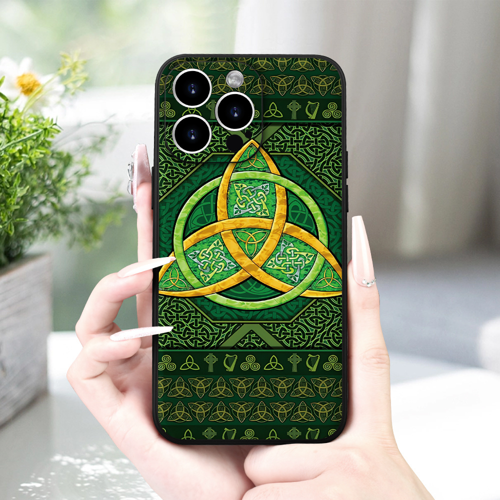 

Irish Clover Art Pattern Frosted Non-slip Phone Case Premium Texture St. Patrick's Day For Iphone 15 14 13 12 11 Xs Xr X 7 8 Plus Pro Max Mini