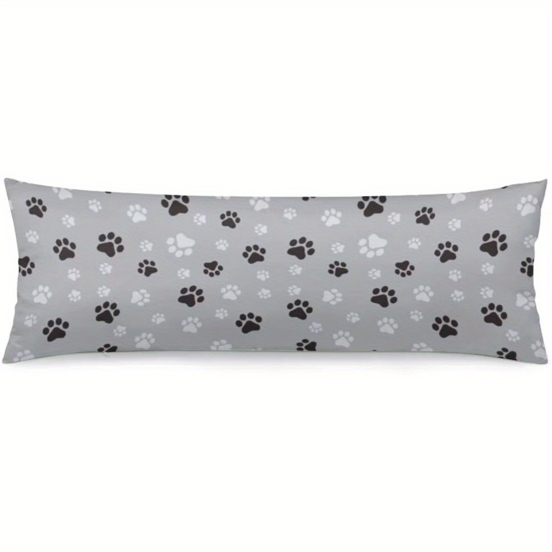 

Rustic Grey Body Pillow Cover 20x54 Inches, Dog Paw Print, Soft Bedding Pillowcase With Hidden Zipper, Farmhouse Decorative Long Cushion Cover For Bed & Couch, Rectangle Dog Paws Pattern