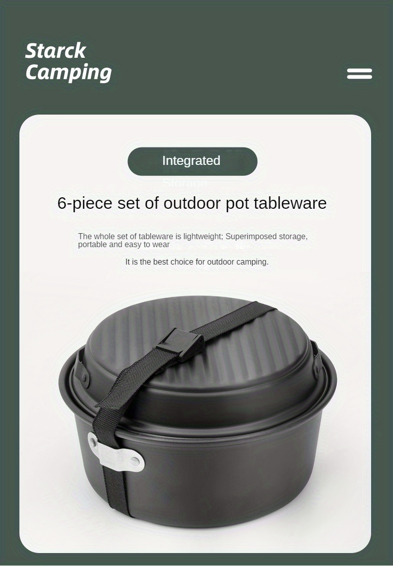 lightweight aluminum alloy pot set with non stick coating ideal for camping and outdoor picnics including a frying pan and kettle details 3