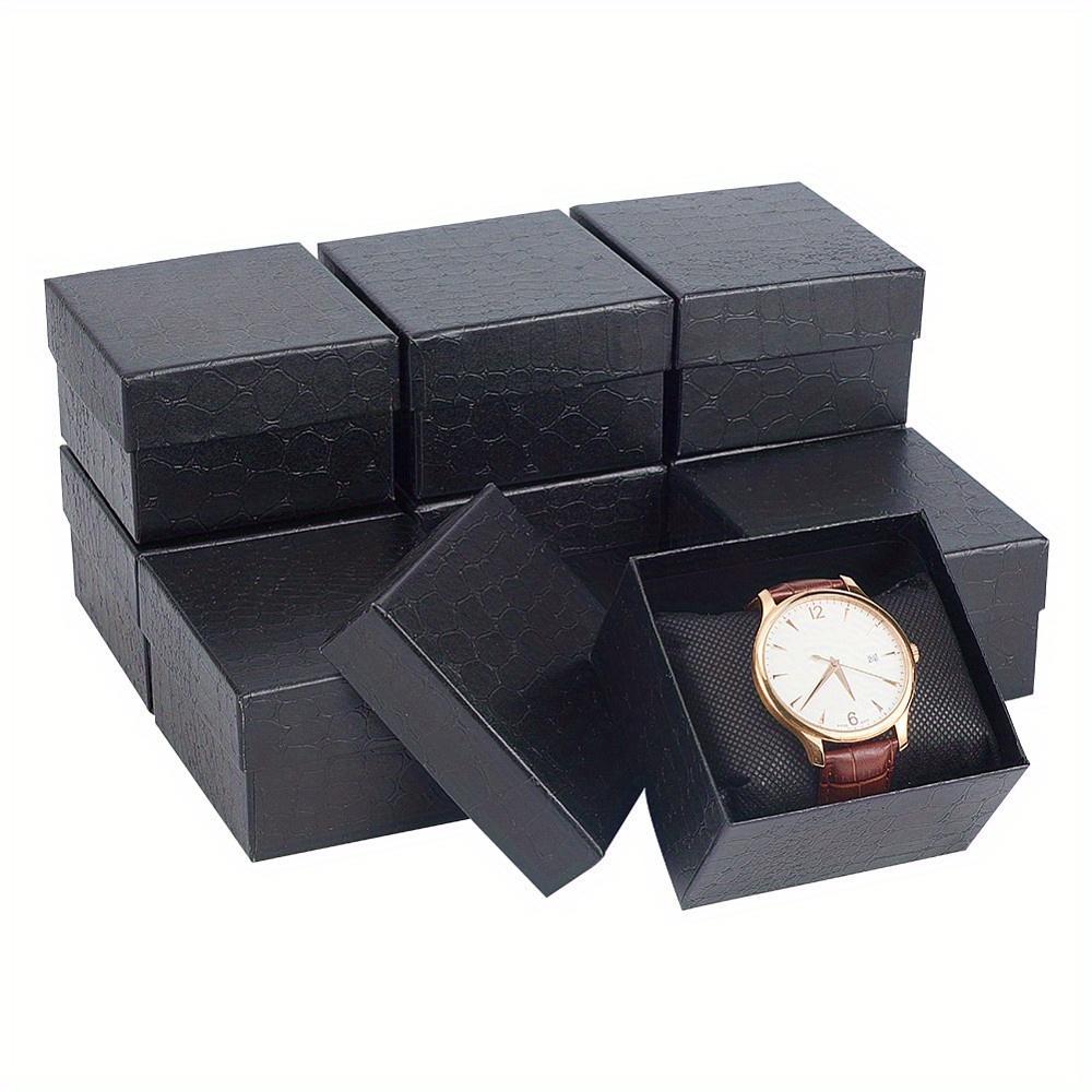 

10 Pcs Rectangle Paper Watch Storage Boxes With Pillow Jewelry Gift Box, Suitable For Waist Watch Storage Black Boxes 8.8x8.15x5.3cm/3.46x3.21x2.09inch