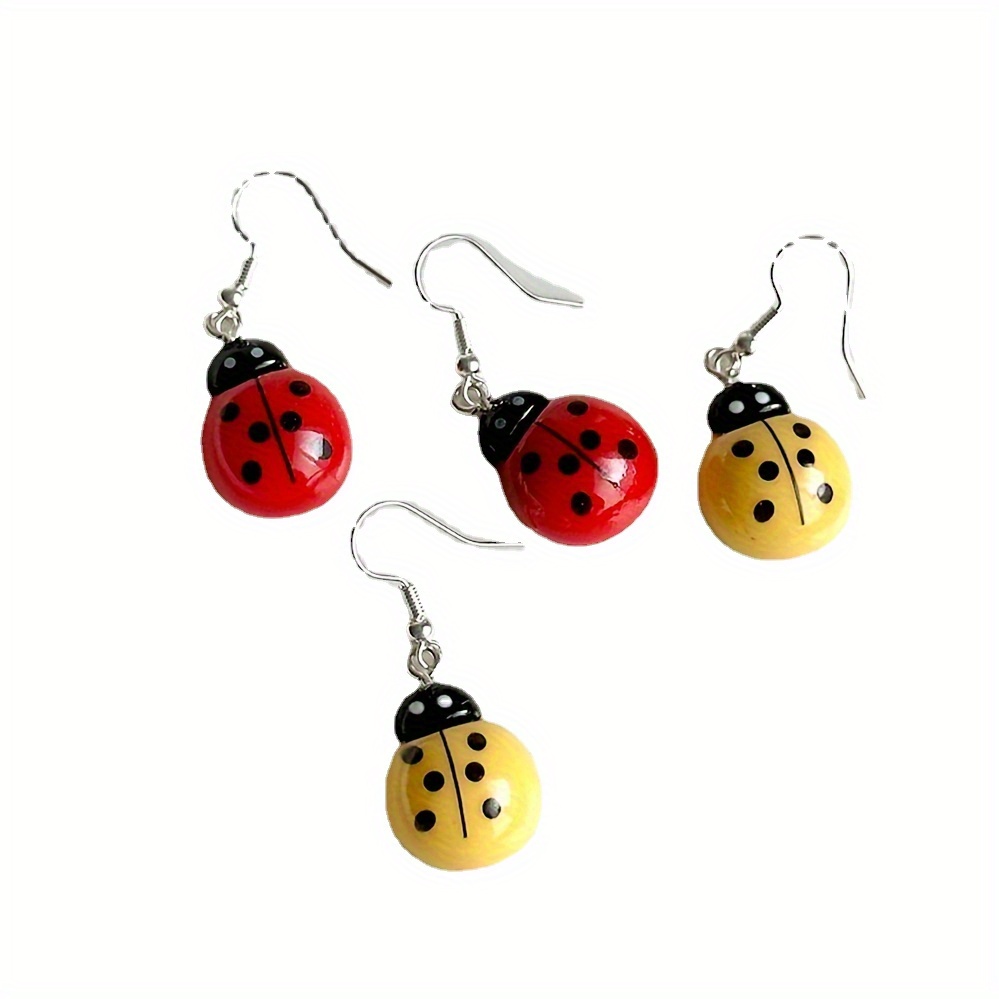 Y2K Resin Ladybug Earrings for Women
