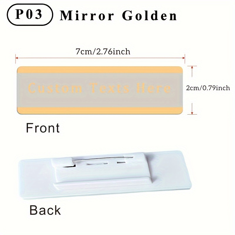 TEMU Text Customized Name Tag Pin Holder Badge Personalized Metal Name Plate With Engraved Silvery