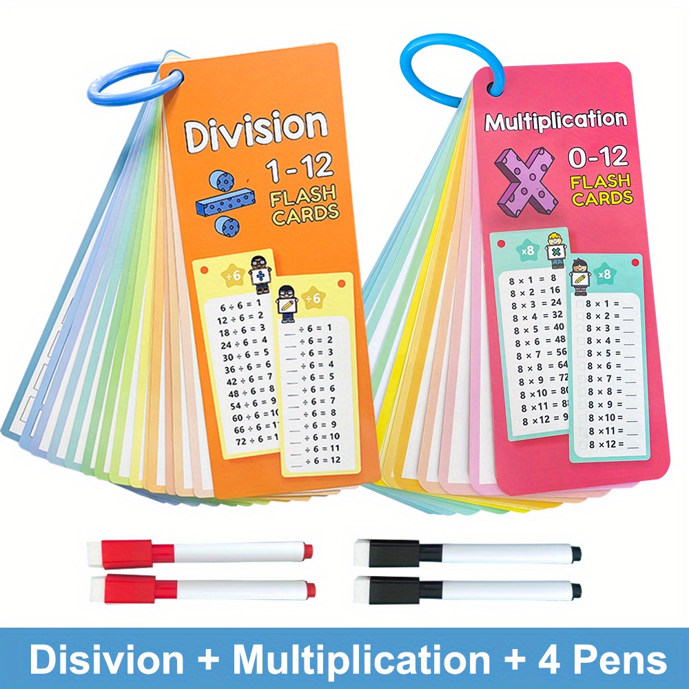 Image of Flashcards For Multiplication And Division From 0 To 12 – Educational Math Cards For Children Aged 3 And Up, Reusable Teaching Material For Homeschooling And Elementary Education