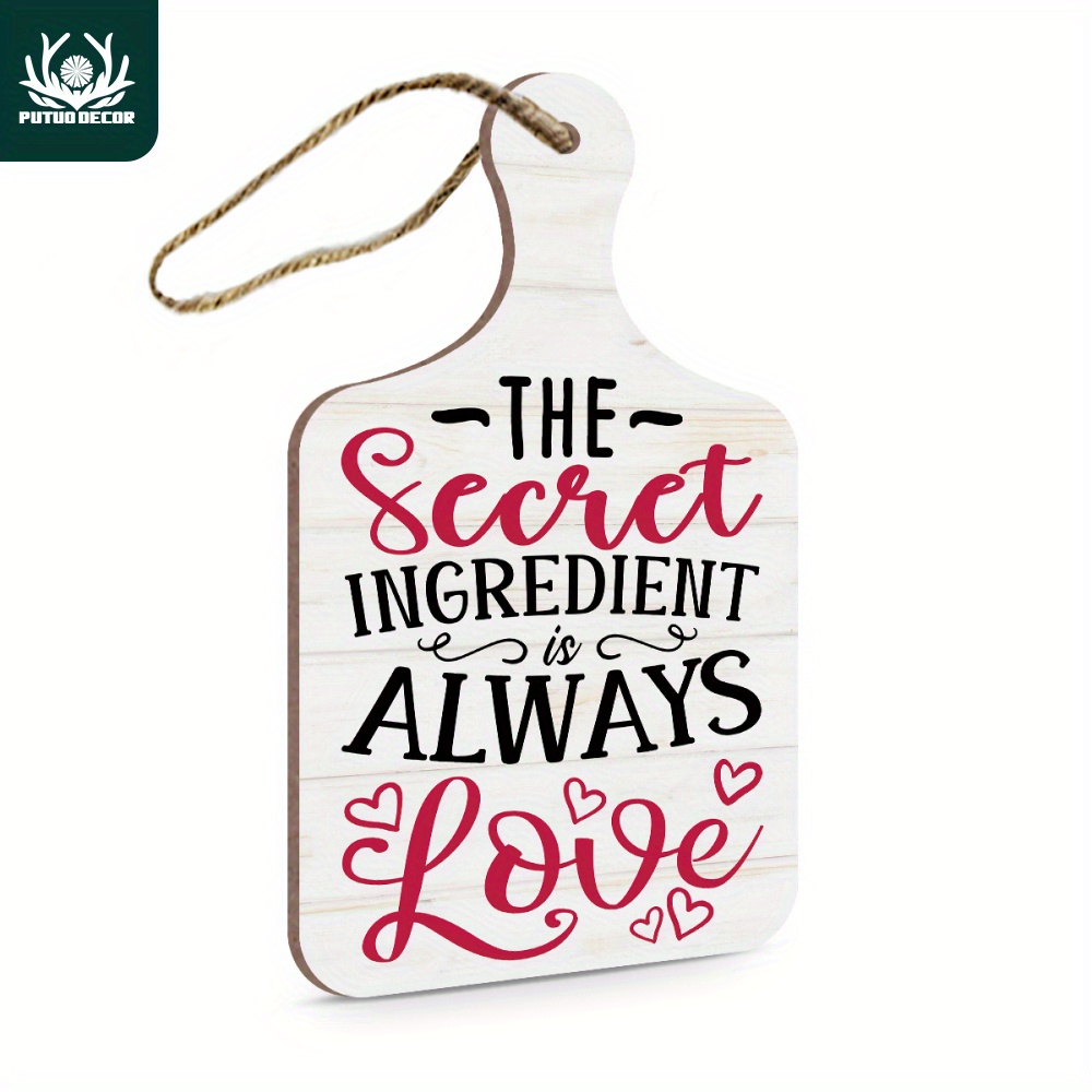 TEMU 1pc, Cutting Board Shaped Wooden Hanging Sign Decor, The Secret Ingredient Is Always Love, Wall Art Decoration For Home Farmhouse Kitchen Dessert Shop Bakery, Gifts