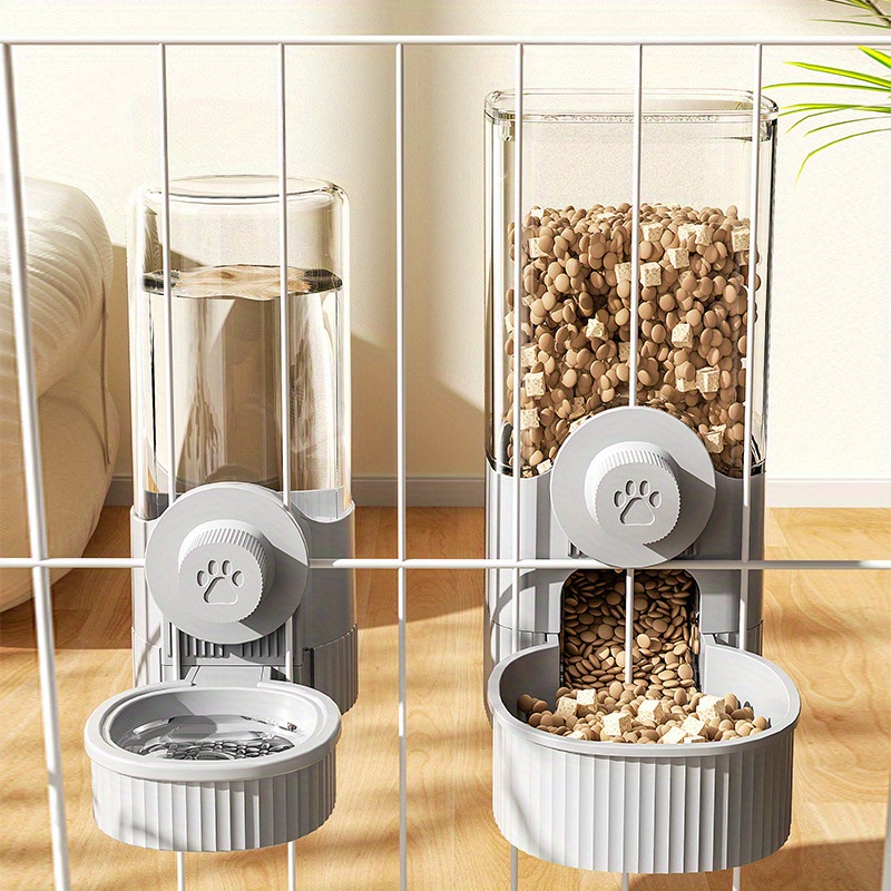 TEMU 2pcs Hanging Automatic Pet Food Feeder And Water Dispenser, Gravity Rabbit Rutin Waterer Set With Bowl