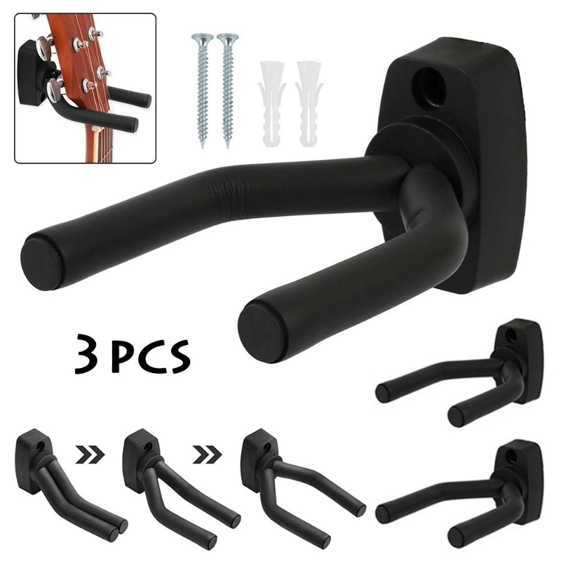 

3packs Guitar Wall Mount Hanger Guitar Hanger Wall Hook Holder Stand Display With Screws - Easy To Install - Fits All Size Guitars, Bass, Mandolin, Banjo, Ukulele