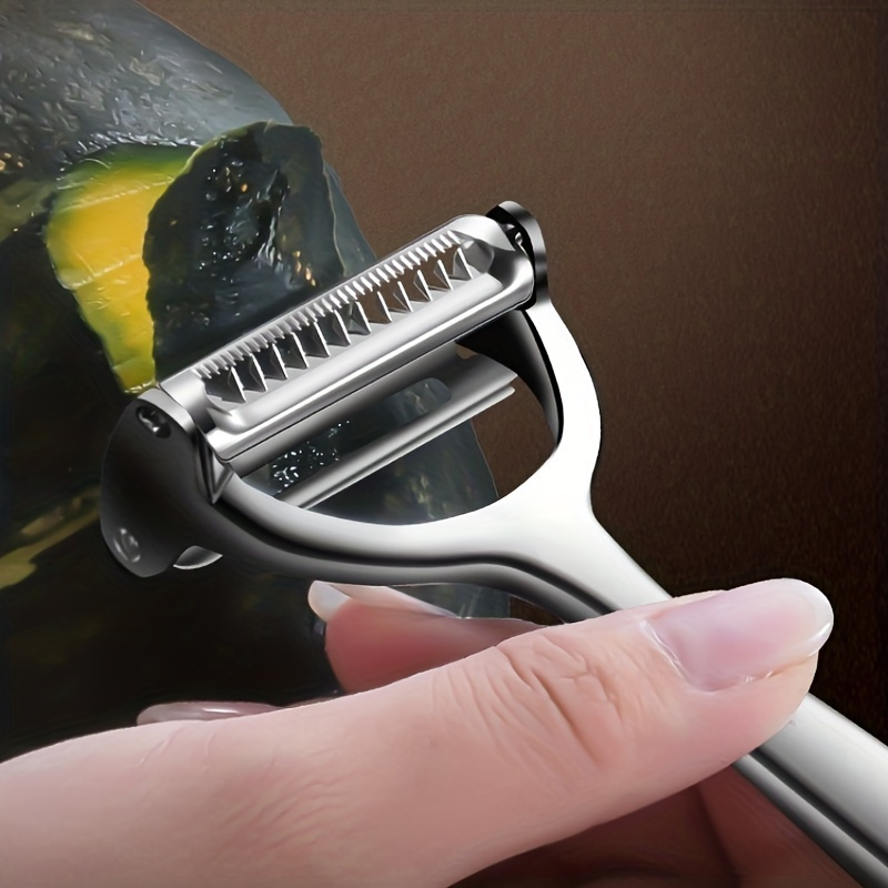 1pc Stainless Steel Multifunctional Vegetable Peeler & Cutter – Sharp Blades for Slicing, Grating, and Julienning – Perfect for Fruits, Potatoes, Carrots, and More – Essential Kitchen Tool for Indoor and Outdoor Use, Outdoor Cooking Gear | Ergonomic Handle | Durable Kitchen Item, Vegetable Slicer And Chopper