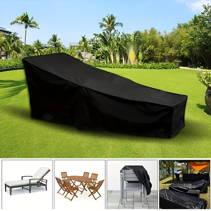 

1pc 420d Oxford Fabric Protective Cover For Beach Lounge Chair, Waterproof & Dustproof, Furniture Accessory, Black (29.9"x31.1"x81.8")