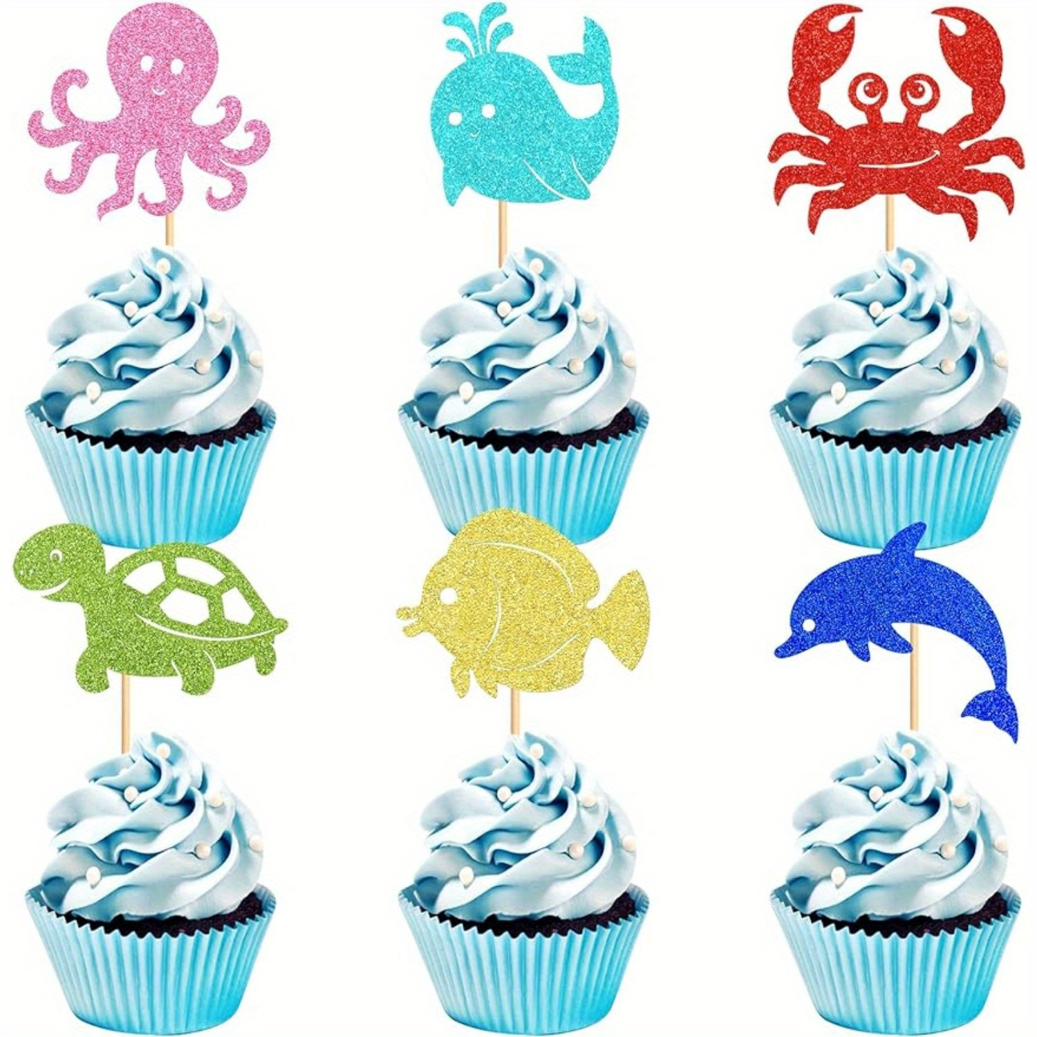 48pcs Fishing Cupcake Toppers