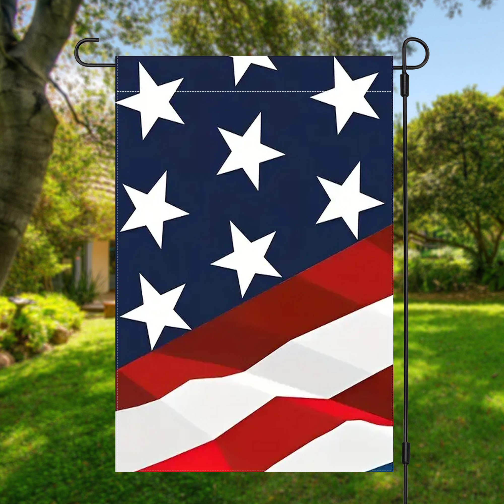 

1pc, American Flag Garden Flag, 4th Of July Independence Day Garden Flag, Double Sided Yard Flag, Home Decor, Outside Decor, Yard Decor, Garden Decor, Holiday Decor, No Flagpole 12x18in
