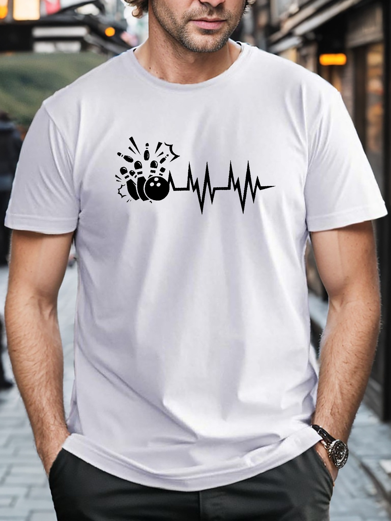 Plus Size Bowling Heartbeat Print T shirt Comfy Breathable Temu Australia