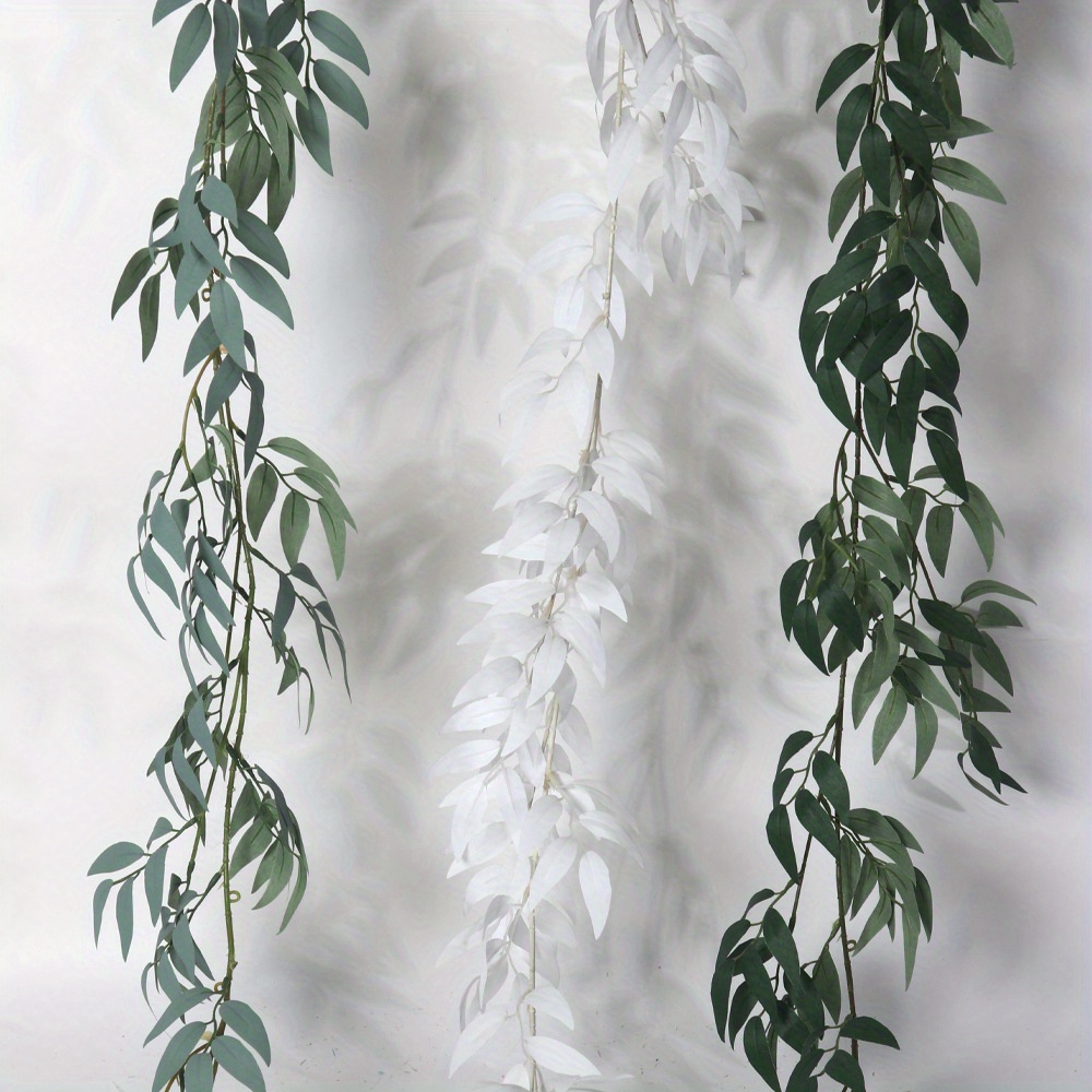 

1pc, Artificial Leaves Ivy Garland (70.87 Inches/1.8m), Faux Willow Leaf Rattan Hanging, Wedding Hall Ceiling Decor, Home Decor, Festive Event Backdrop, Indoor And Outdoor Decor