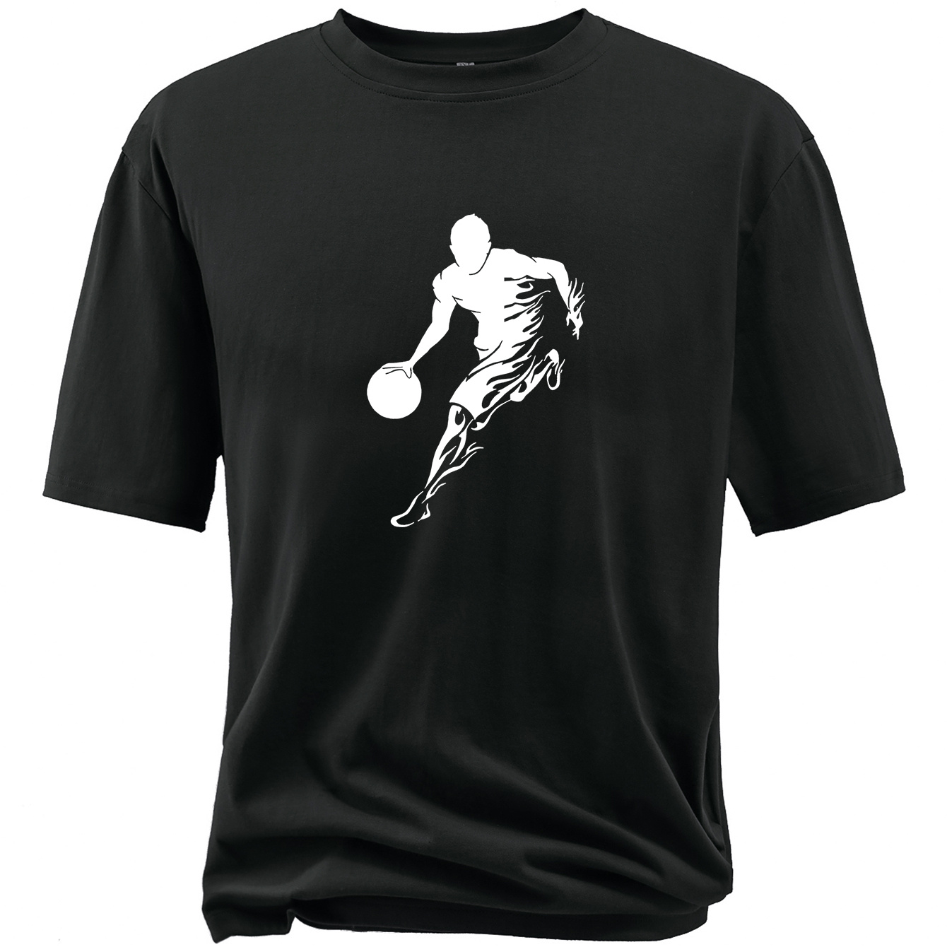 

Plus Size Cool Basketball Player Graphic Print, Men's Crew Neck Short Sleeve Cotton T-shirts, Loose Shirts For Outdoor Activities, Men's Clothes