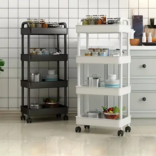 1pc floor storage shelf multi layer storage cart mobile storage rack with wheels kitchen bathroom bedroom accessories home storage and organization