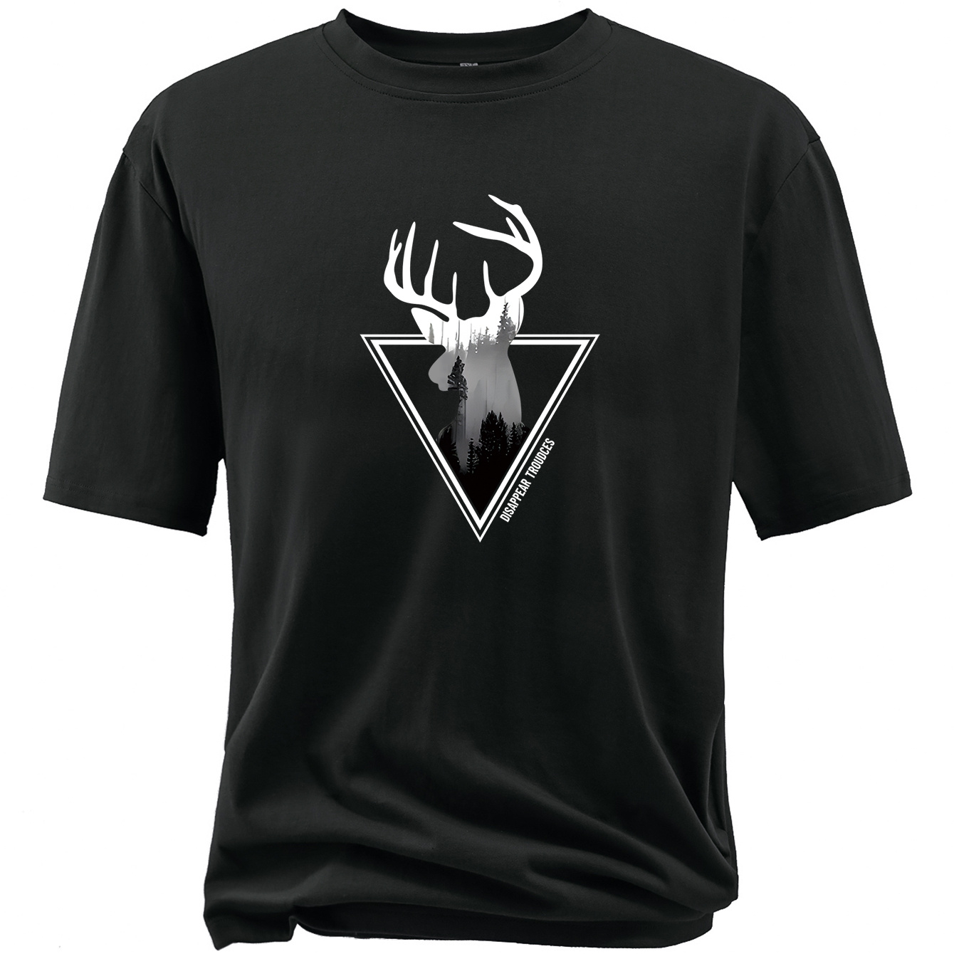 

Plus Size Deer Graphic Print, Men's Crew Neck Short Sleeve T-shirts, Loose Shirts For Outdoor Activities, Men's Clothes