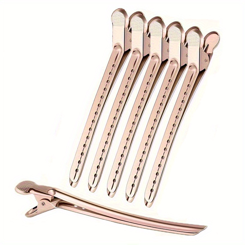 

6pcs/set Duck Bill Clips Rust-proof Metal Hairpins With Holes Minimalist Alligator Clips Hair Styling Partition Hair Clips