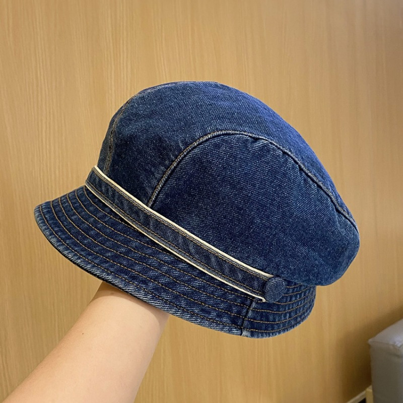 

Versatile Denim Bucket Hat, Women's Spring And Summer New Short Brim Beret Foldable All Seasons Outdoor Hat
