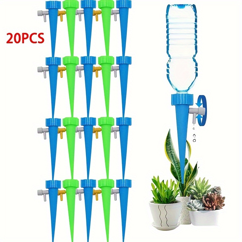 

20pcs, Plant Automatic Drip Irrigation System Flower, Greenhouse And Garden, Green Automatic Watering Dripper, Blue Home Potted Watering Tools