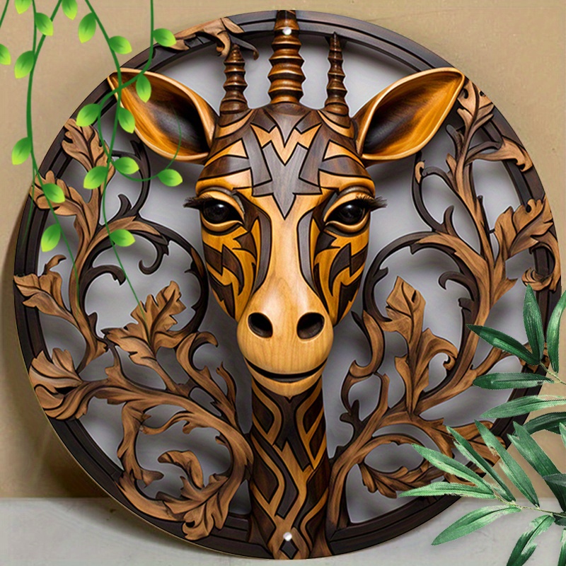 

1pc 8x8inch(20x20cm) Round Aluminum Sign Metal Sign Round Giraffe Sign For Home Garden Kitchen
