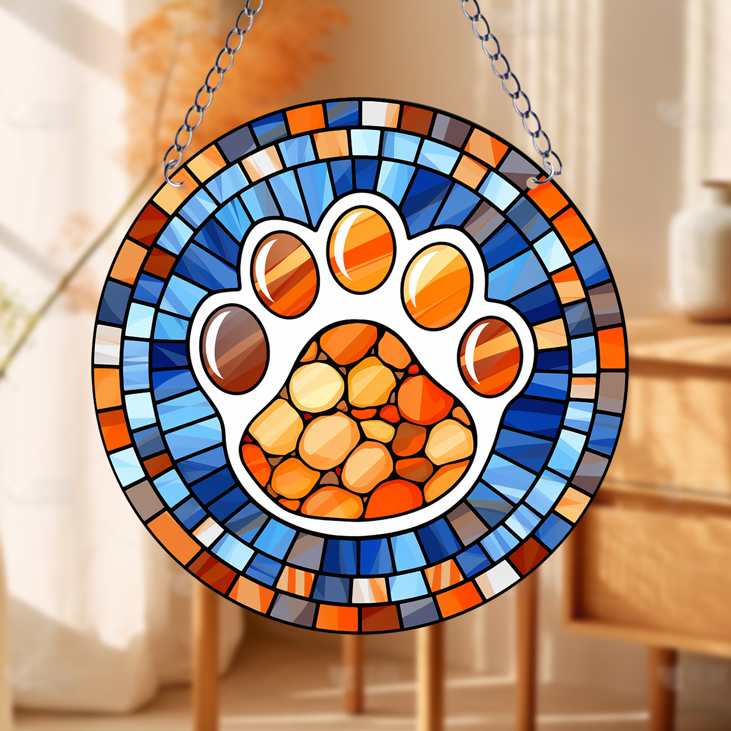 

1pc Paw Print Sun Catcher, Wall Hanging Decoration, Window Hanging Outer Ring, Car Hanging Decor, For Living Room Home Outdoor Garden Yard Decor, Window Sill Decoration, Gift For Family And Friends