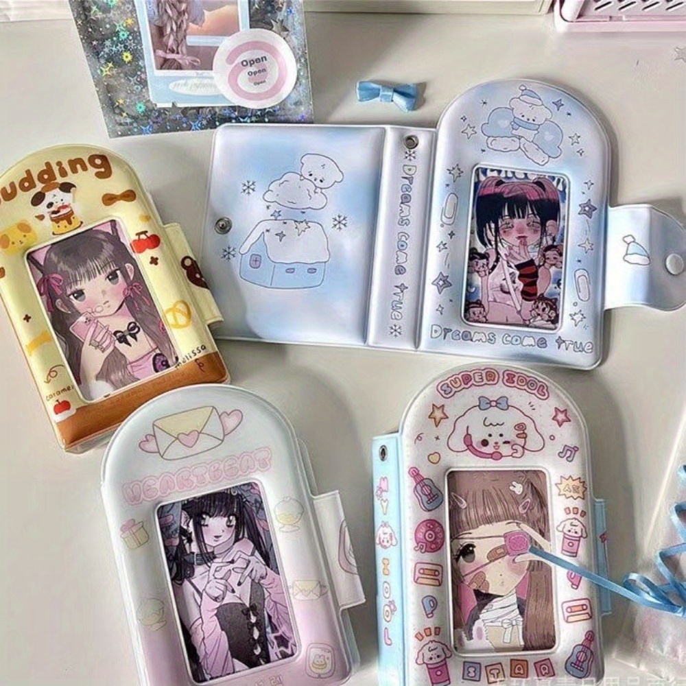

32 Slots Cute Korean Cartoon Photo Album With Buckle 3 Inch Idol Photocard Collection Book Lomo Card Holder Organizer Storage