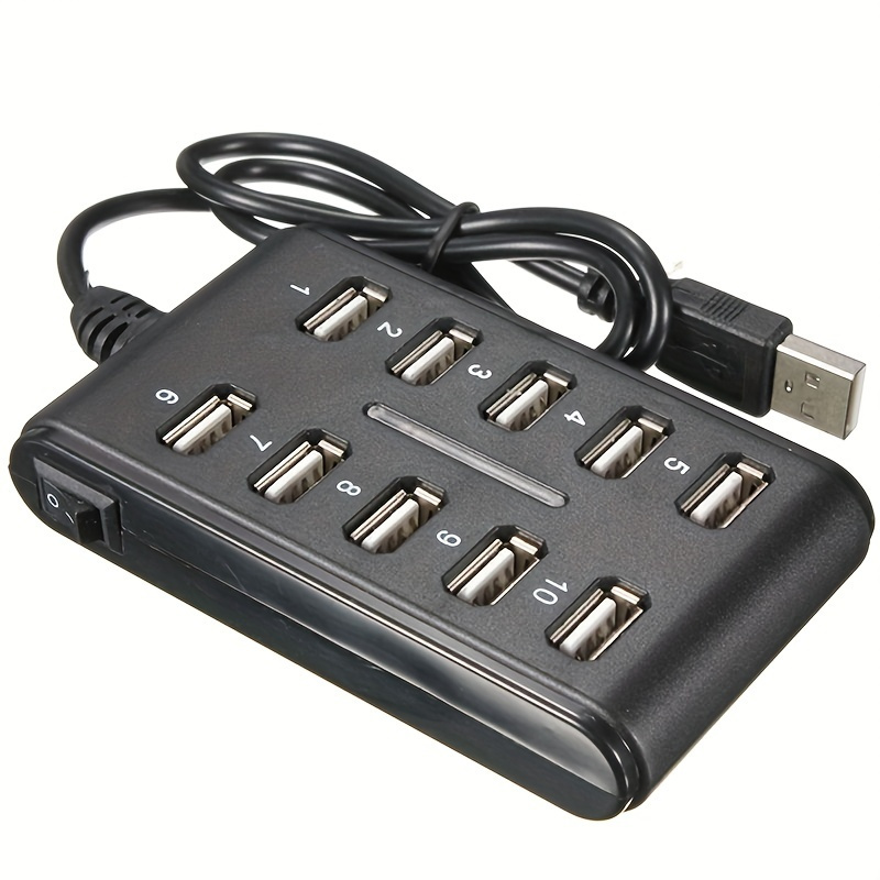 

Compact 10-port Usb With Switch - Durable, Portable, And Perfect For Office Or Home Charging