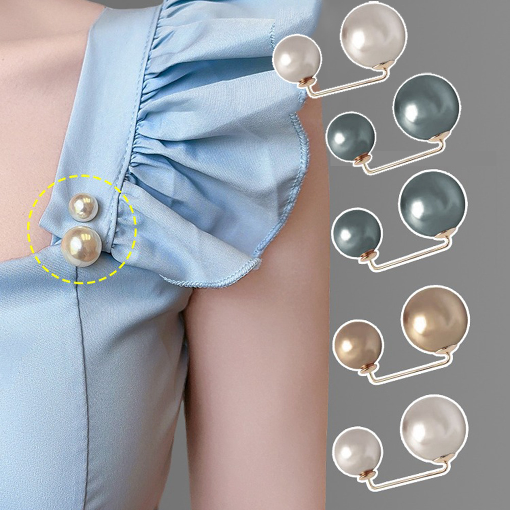 elegant 6pcs   pearl brooch set versatile scarf cardigan clips anti glare collar accessories for womens sweaters and coats details 0