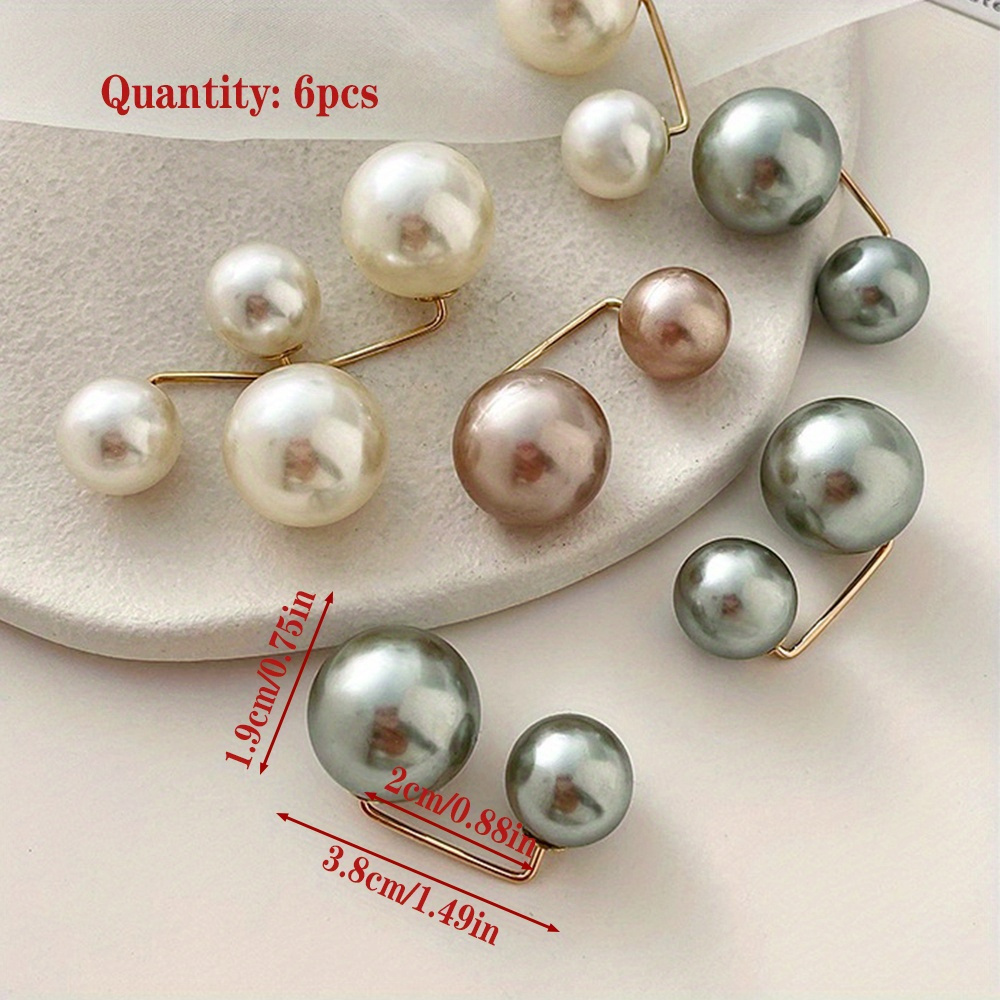 elegant 6pcs   pearl brooch set versatile scarf cardigan clips anti glare collar accessories for womens sweaters and coats details 1