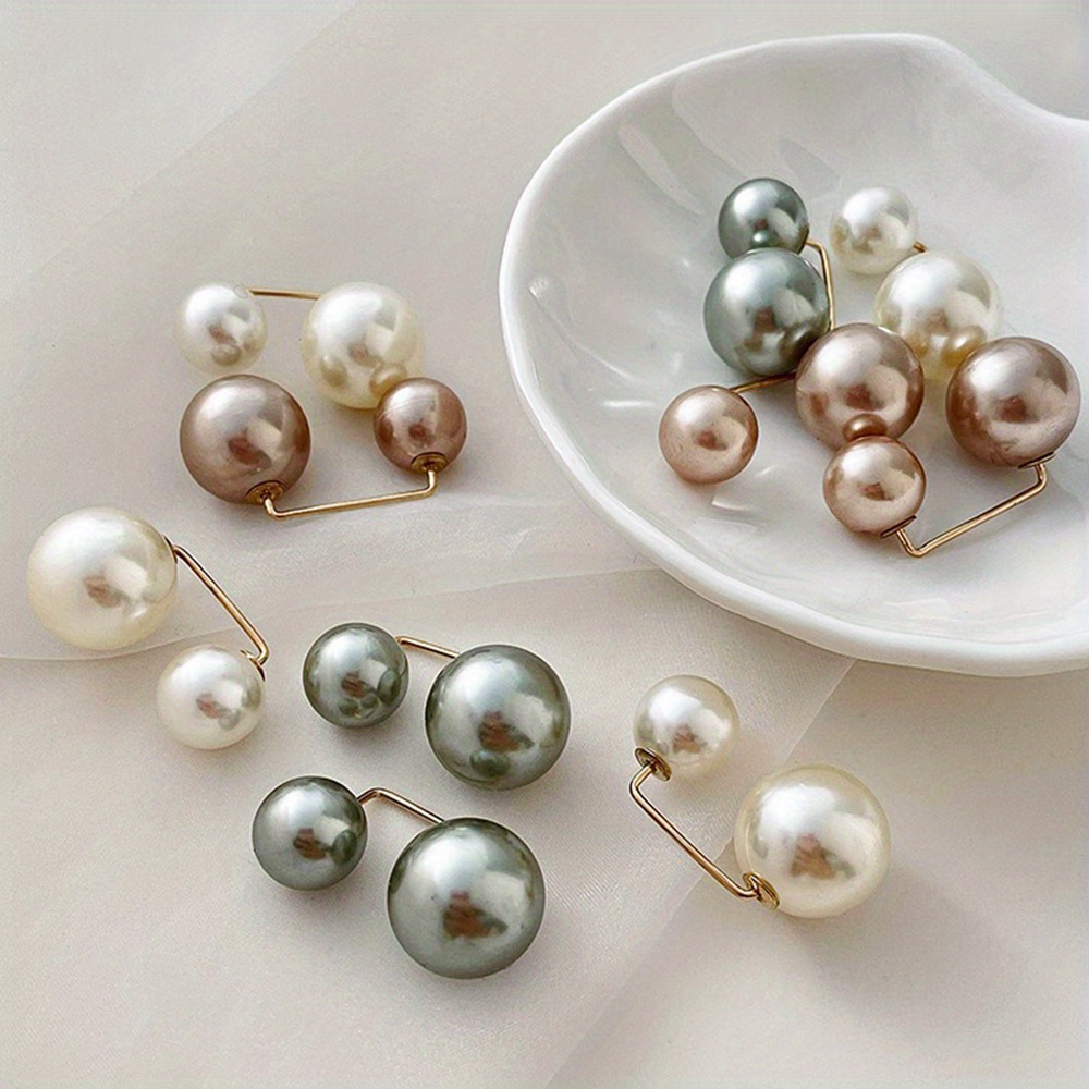 elegant 6pcs   pearl brooch set versatile scarf cardigan clips anti glare collar accessories for womens sweaters and coats details 3