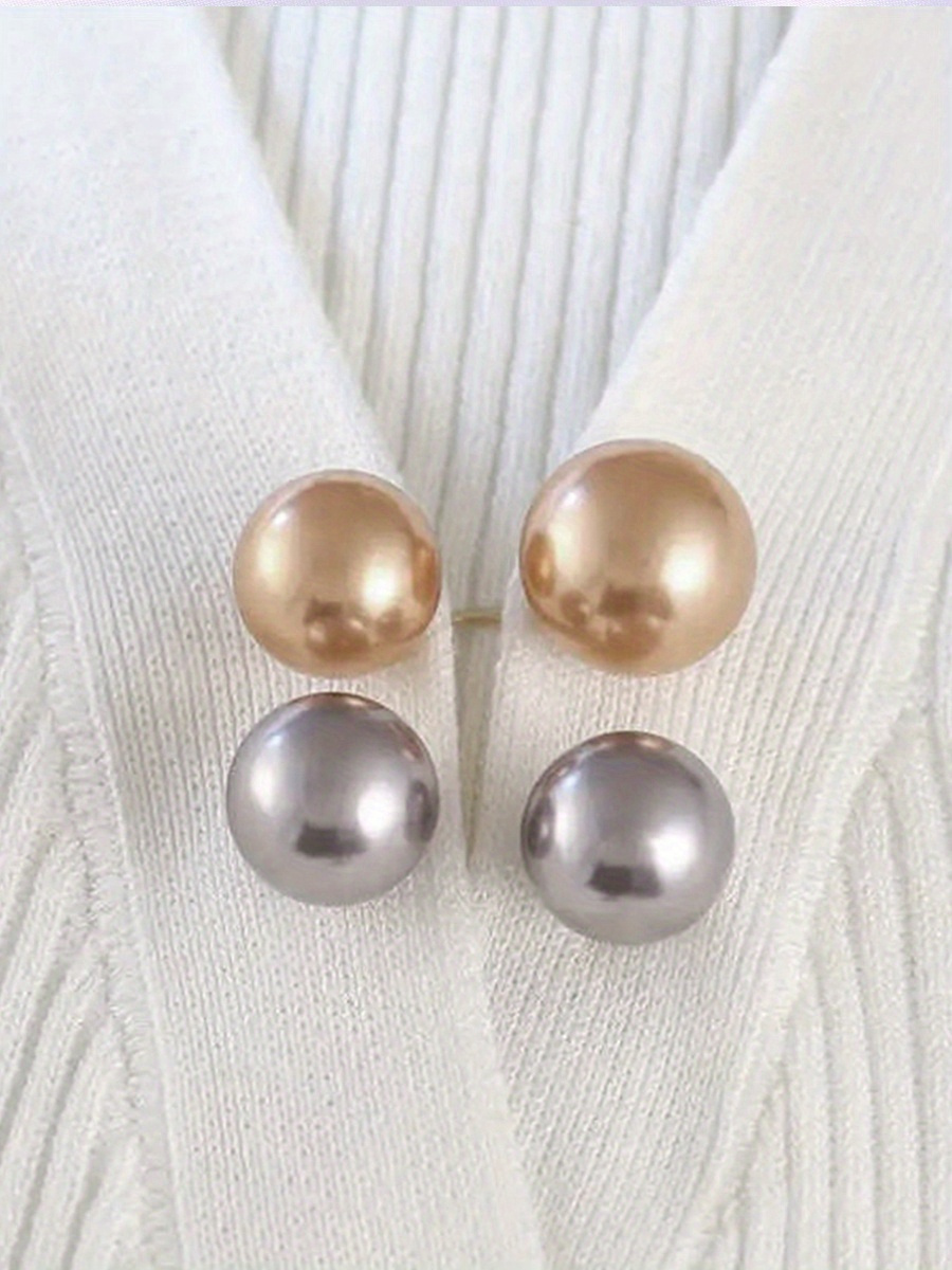 elegant 6pcs   pearl brooch set versatile scarf cardigan clips anti glare collar accessories for womens sweaters and coats details 9