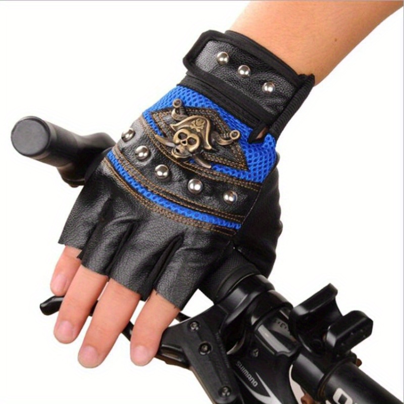 

Outdoor Riding Half-finger Gloves Men's Spring And Autumn Non-slip Breathable Wear-resistant Motorcycle Bicycle Locomotive Student Pu Leather Gloves