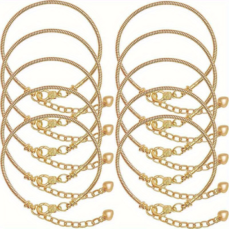 10pcs chic snake bone chain bracelet set in golden or silvery heart shaped lobster clasp     gifts details 6