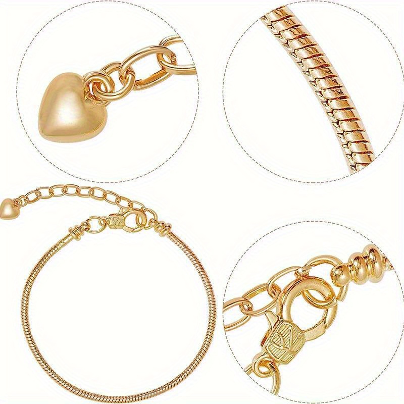 10pcs chic snake bone chain bracelet set in golden or silvery heart shaped lobster clasp     gifts details 11