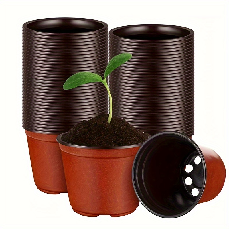 

20pcs, Seed Starting Seedling Plastic Pot Drainage Holes For Planting Cups 4in