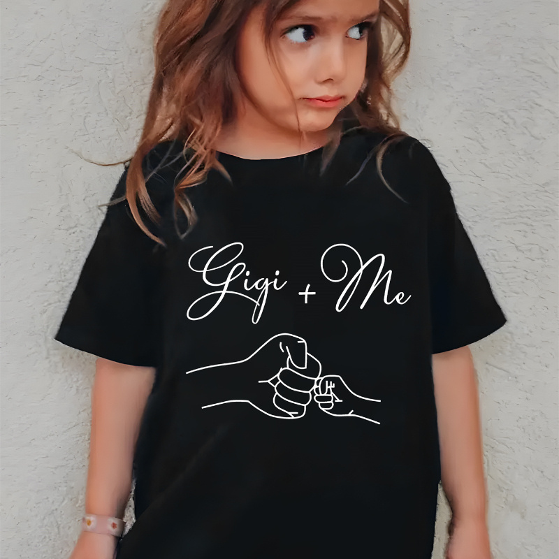 

Gigi + Me Print Crew Neck Short Sleeve T-shirt Tops, Versatile Tees For Girls Summer